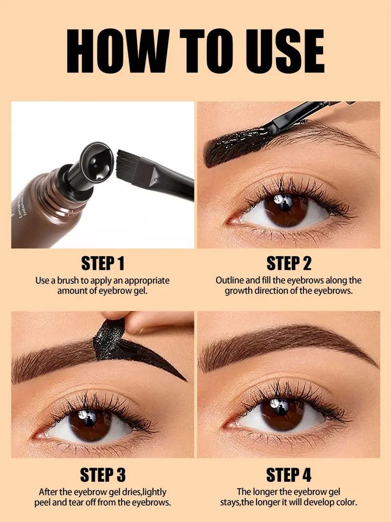 5-Shade Peel-Off Brow Tint — Waterproof, Long-Wear Definition