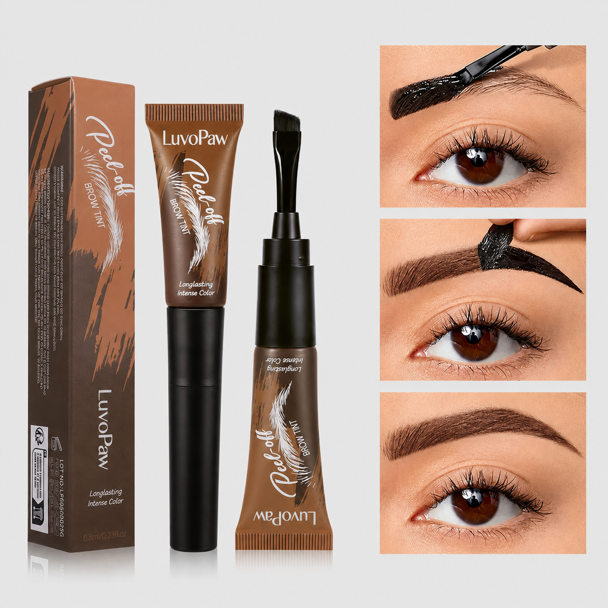 5-Shade Peel-Off Brow Tint — Waterproof, Long-Wear Definition