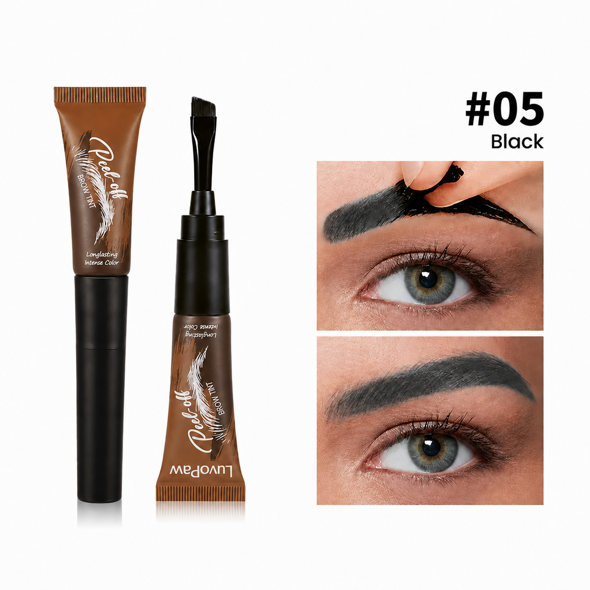 5-Shade Peel-Off Brow Tint — Waterproof, Long-Wear Definition